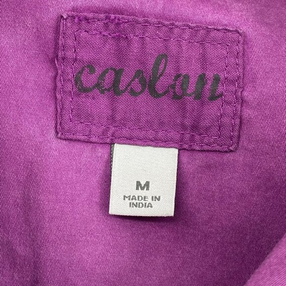 Caslon Purple V-Neck Trench Top Button Down Shirt | Size M - Picture 3 of 5